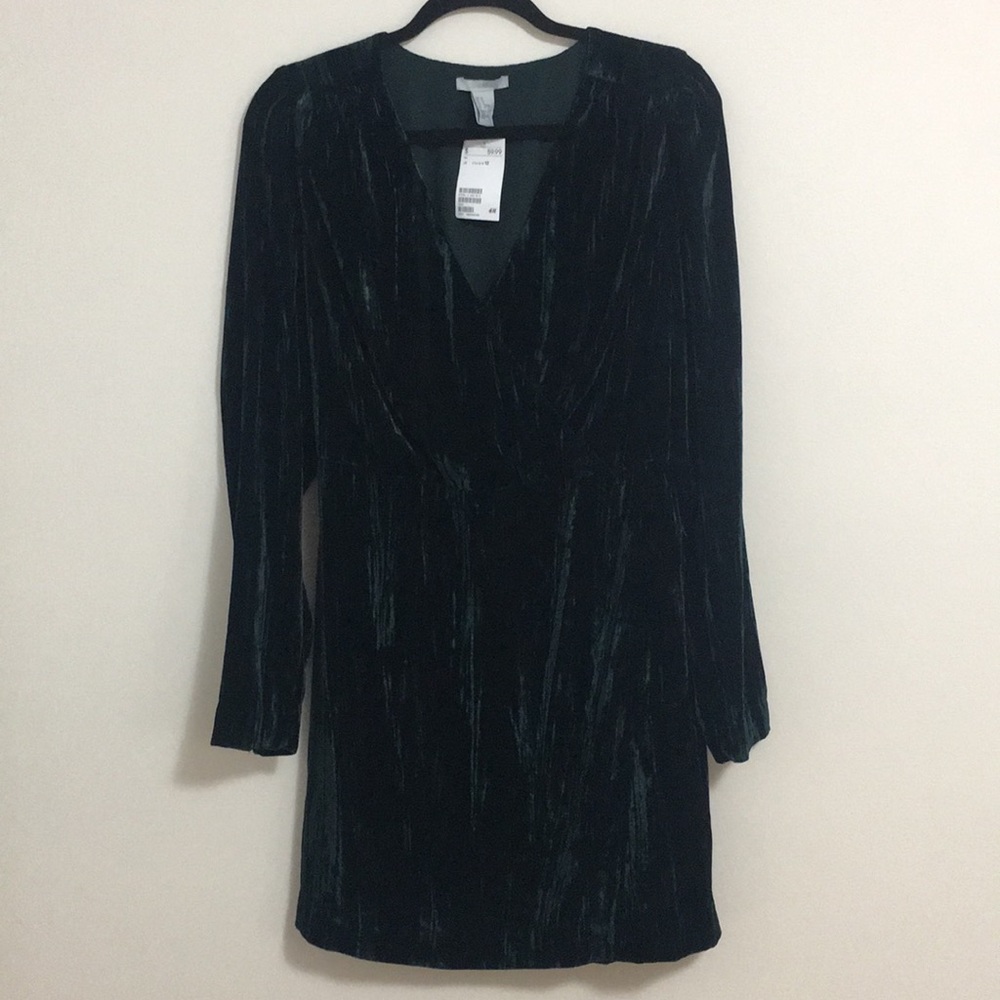 H&M dark green velour dress